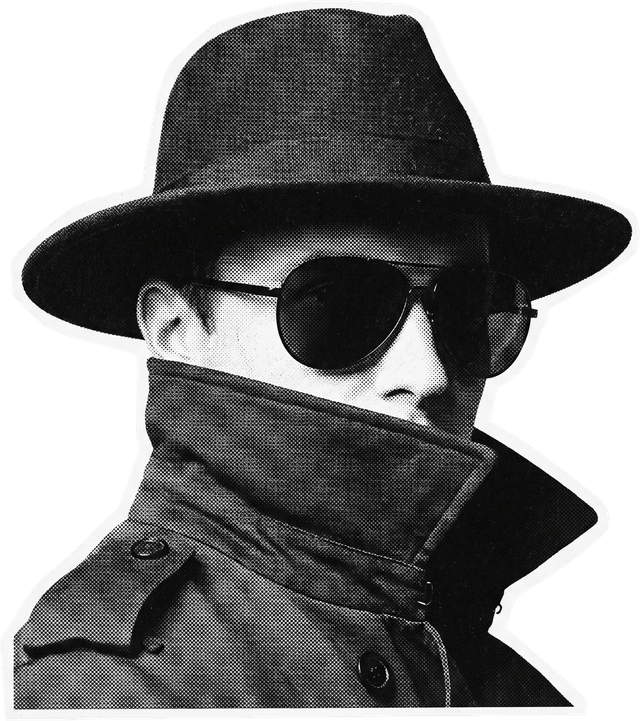 Anonymous figure in a hat and sunglasses representing a fake or dead lead