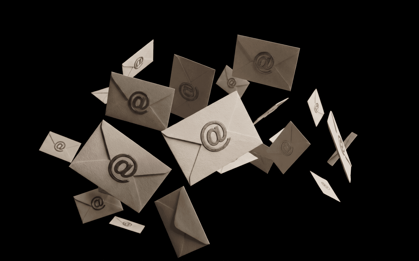 A scattered pile of email envelopes